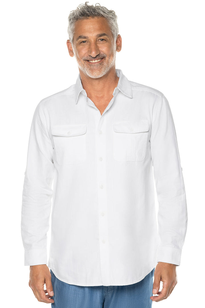 Men's Chambray Long Sleeve Shirt | White Chambray position-1