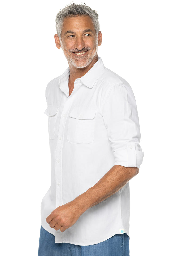 Men's Chambray Long Sleeve Shirt | White Chambray position-4