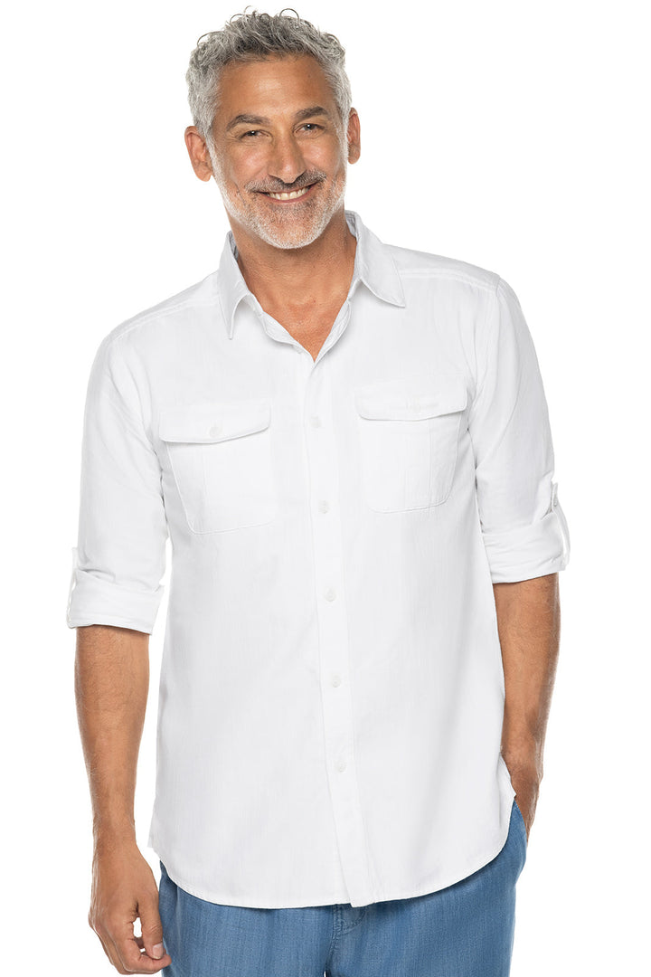 Men's Chambray Long Sleeve Shirt | White Chambray position-5