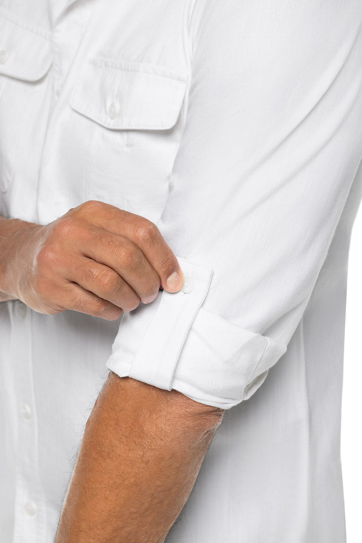 Men's Chambray Long Sleeve Shirt | White Chambray position-6
