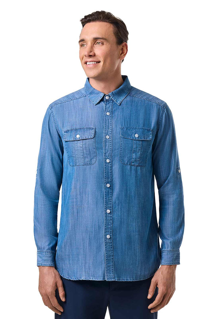 Men's Chambray Long Sleeve Shirt | Light Indigo Chambray position-2