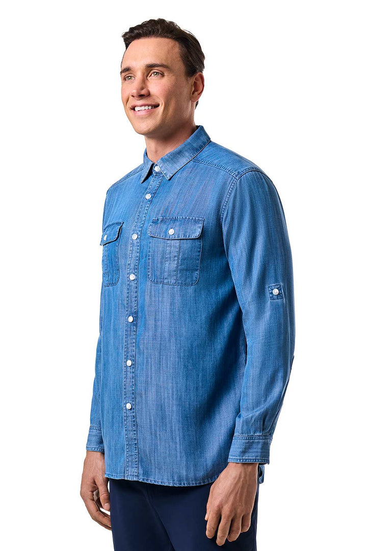Men's Chambray Long Sleeve Shirt | Light Indigo Chambray position-3