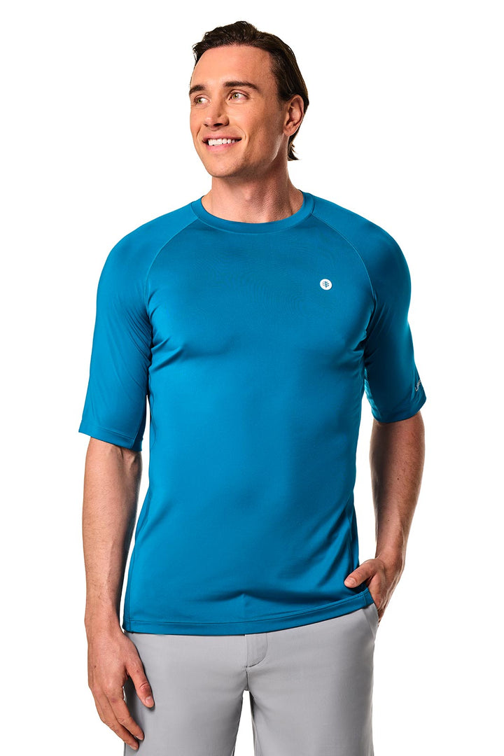 Men's Performance Short Sleeve Sun Shirt | Bluejay position-2
