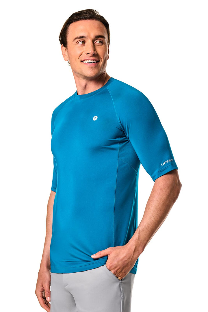 Men's Performance Short Sleeve Sun Shirt | Bluejay position-3