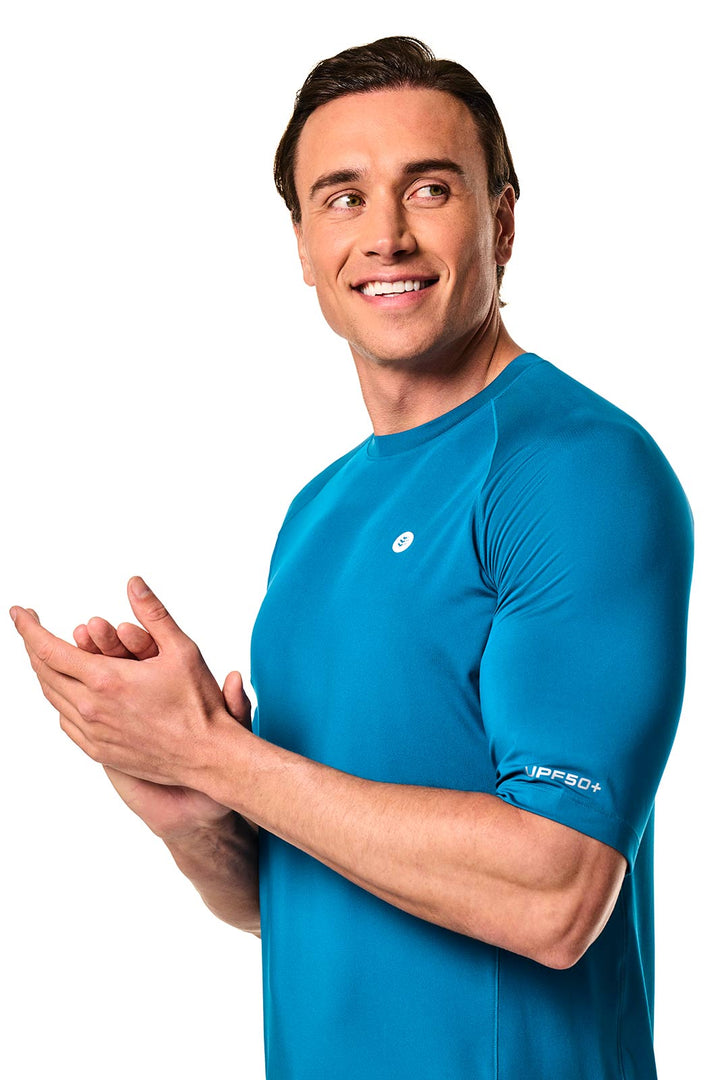 Men's Performance Short Sleeve Sun Shirt | Bluejay position-5