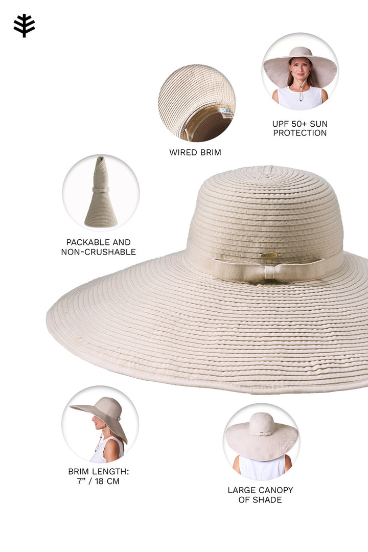 Women's Ultra Wide Sun Hat | Tan position-6