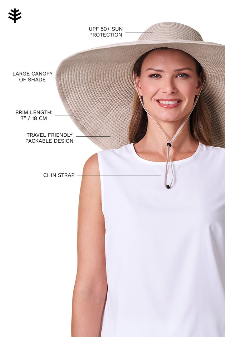 Women's Ultra Wide Sun Hat | Tan position-9