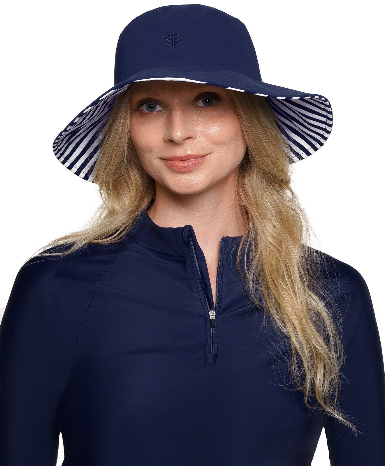 Women's Reversible Hat | White/Navy Stripe