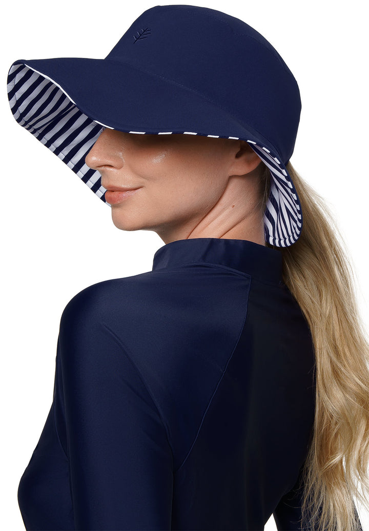 Women's Reversible Hat | White/Navy Stripe position-8
