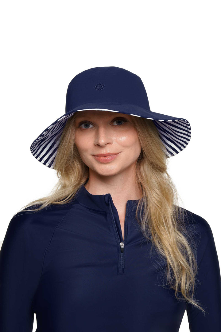 Women's Reversible Hat | White/Navy Stripe position-6