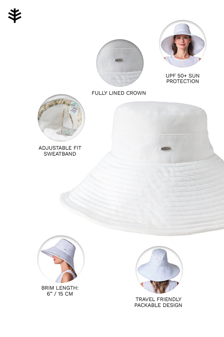 Women's Beach Hat | Natural Modern Herringbone position-6