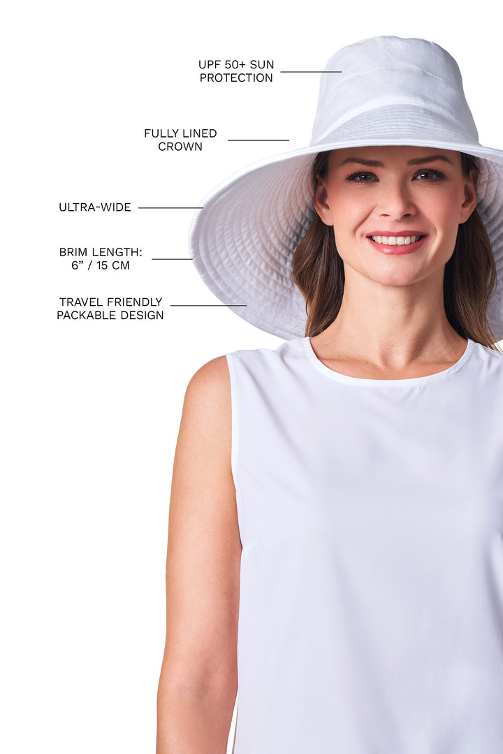 Women's Beach Hat | Natural Modern Herringbone position-7