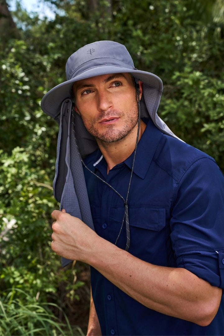 Sun Hat with Neck Drape & Clip-On Face Mask | Carbon position-1