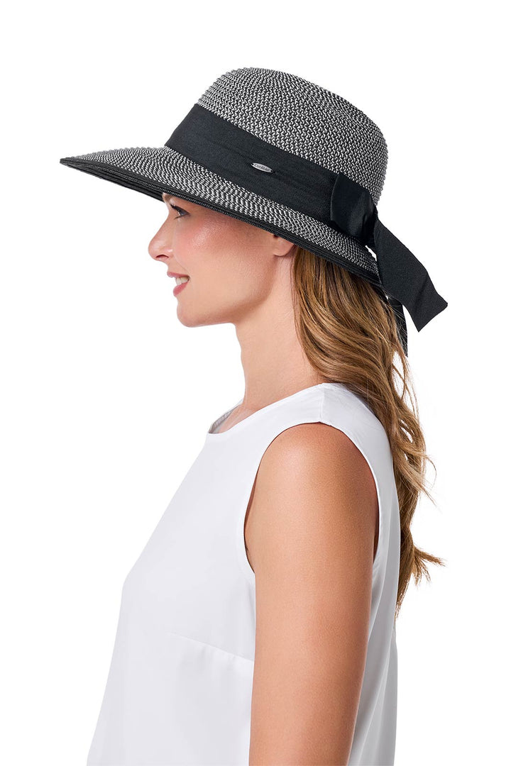 Women's Sun Hat with Ribbon | Black/Ivory Colorblock position-4