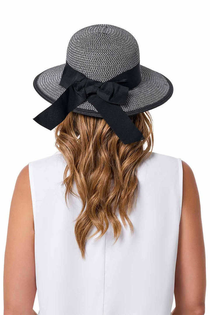 Women's Sun Hat with Ribbon | Black/Ivory Colorblock position-5
