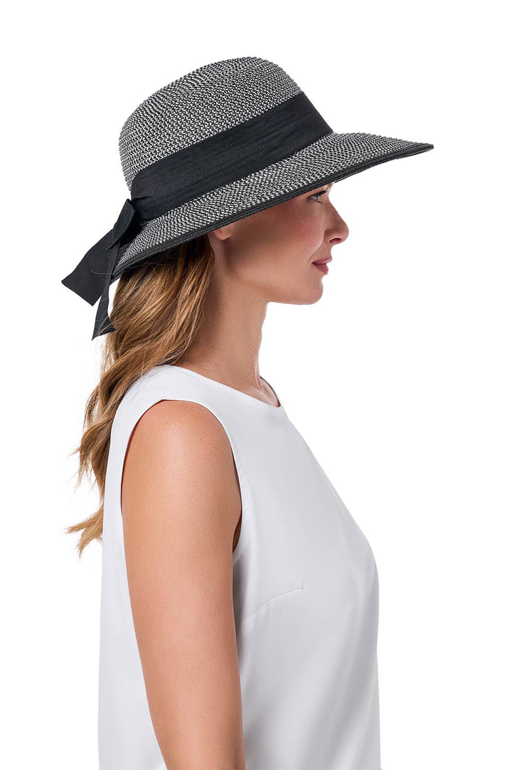 Women's Sun Hat with Ribbon | Black/Ivory Colorblock position-6