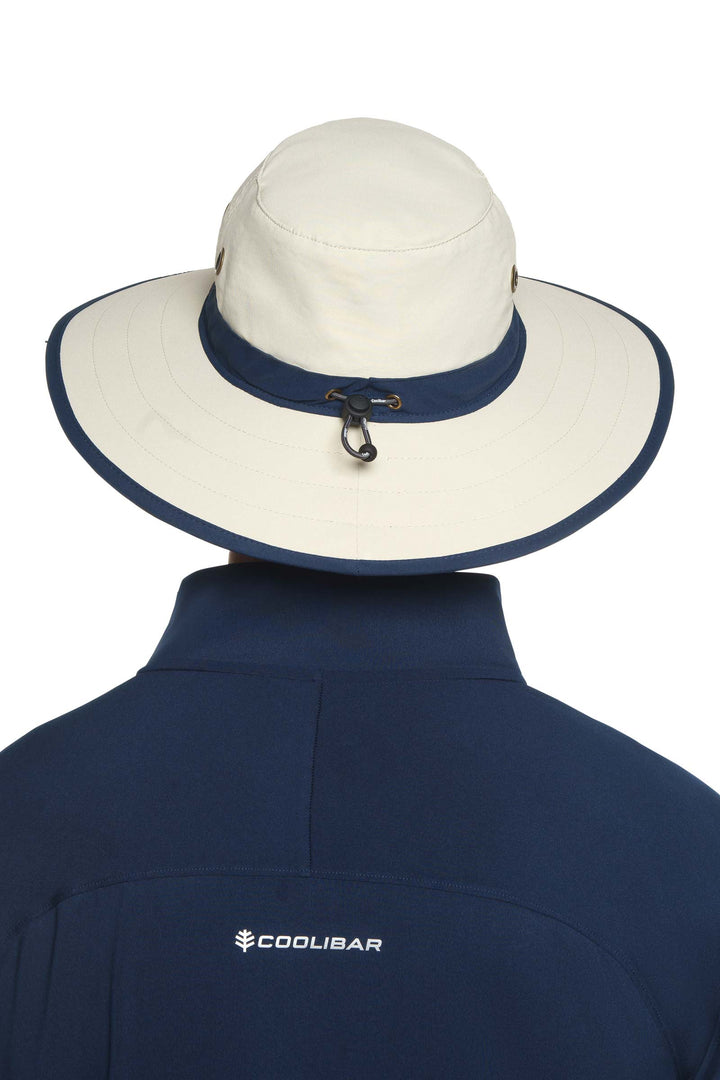 Wide Brim Golf Hat | Stone/Navy position-5