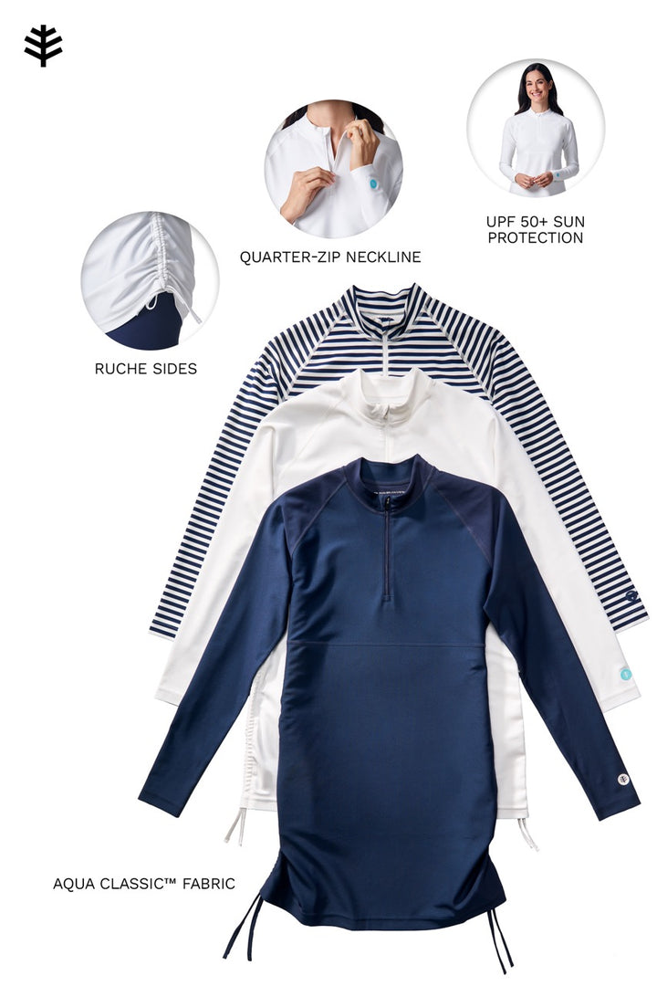 Women's Ruche Long Sleeve Swim Shirt | White position-8
