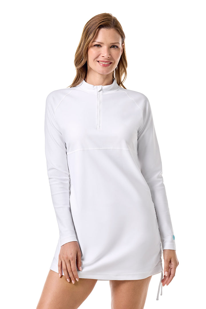 Women's Ruche Long Sleeve Swim Shirt | White position-4