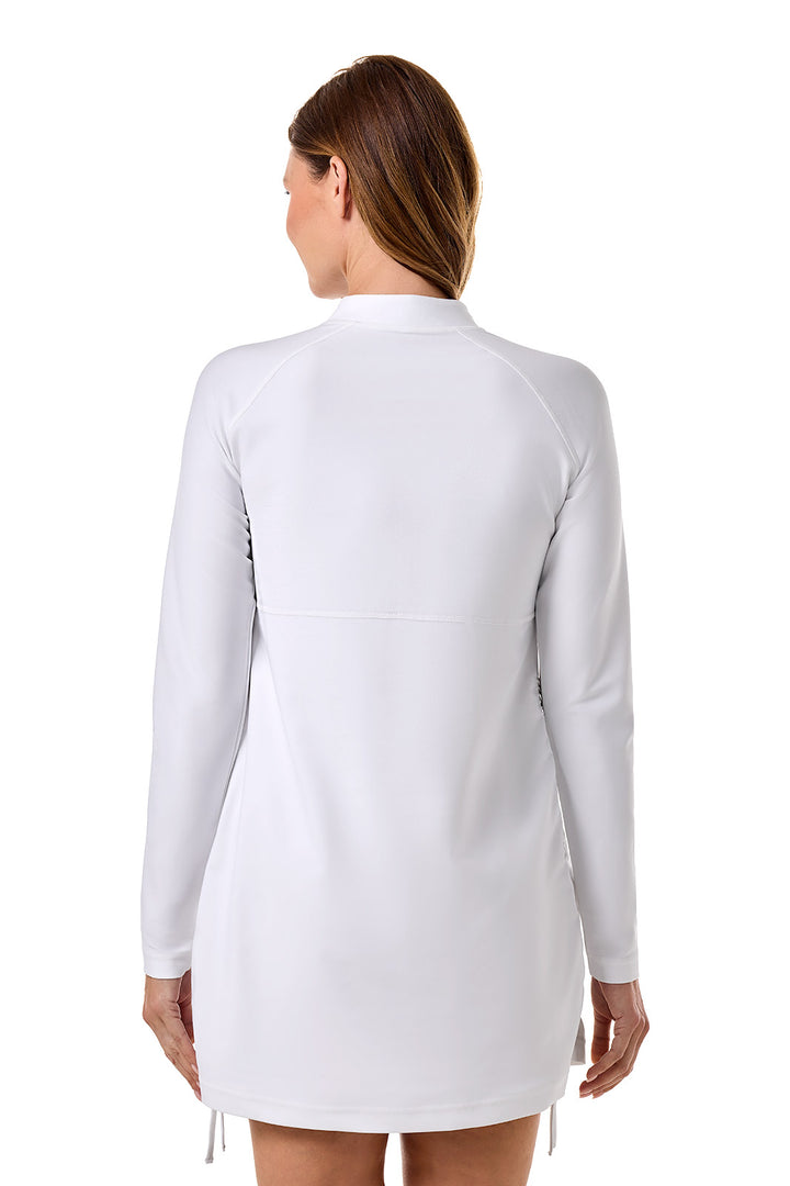 Women's Ruche Long Sleeve Swim Shirt | White position-3