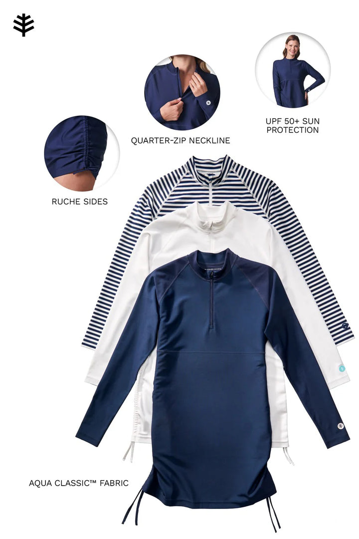 Women's Ruche Long Sleeve Swim Shirt | Navy position-10