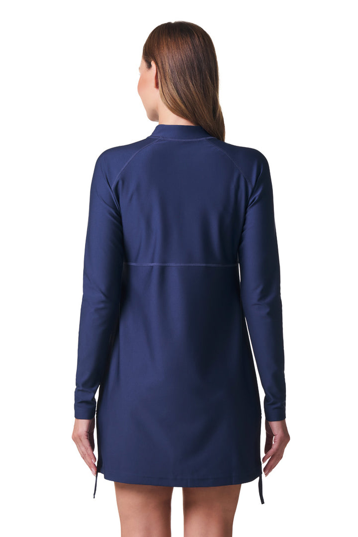 Women's Ruche Long Sleeve Swim Shirt | Navy position-4