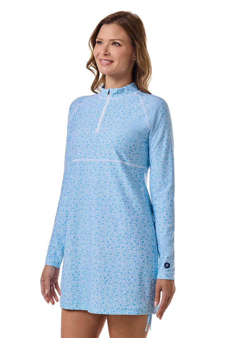 Women's Ruche Long Sleeve Swim Shirt | Malibu Blue Shell We position-3