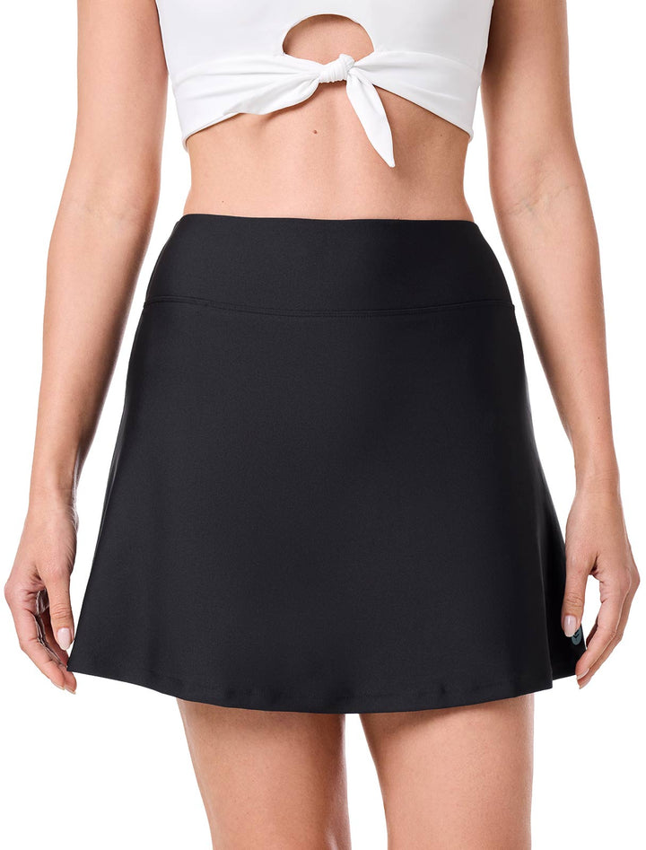 Women's High-Waist Swim Skort | Black position-9