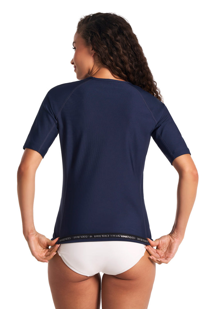 Women's Short Sleeve Swim Shirt | Navy position-5