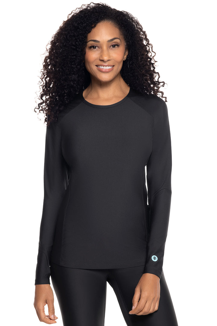 Women's Long Sleeve Swim Shirt | Black position-1