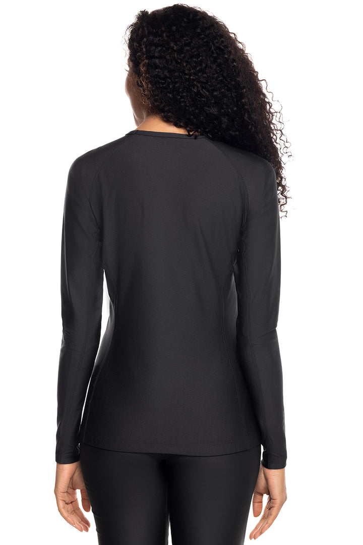 Women's Long Sleeve Swim Shirt | Black position-2