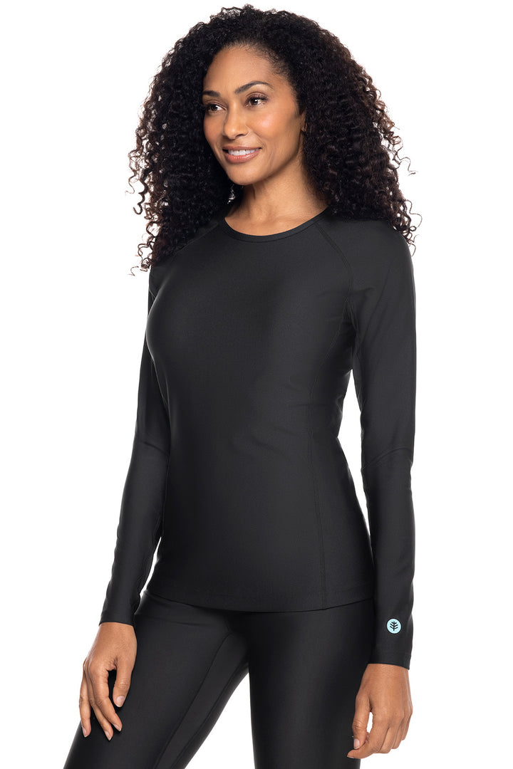 Women's Long Sleeve Swim Shirt | Black position-3