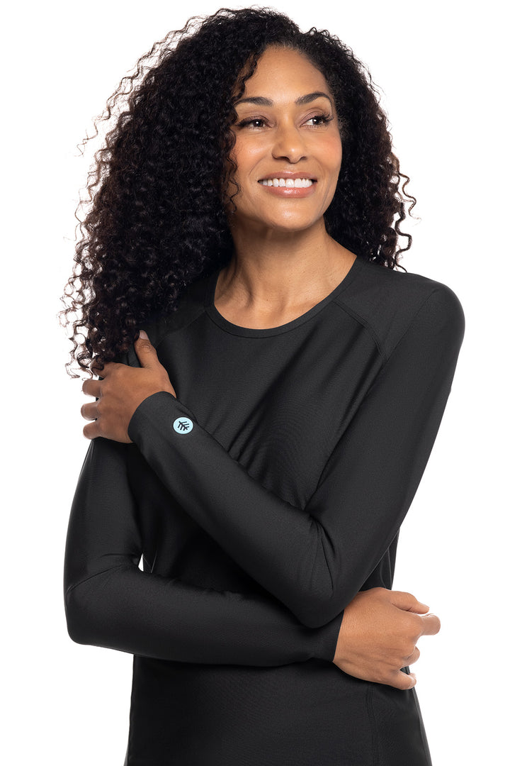 Women's Long Sleeve Swim Shirt | Black position-4