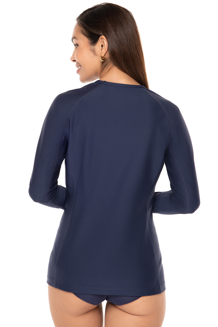 Women's Long Sleeve Swim Shirt | Navy position-2