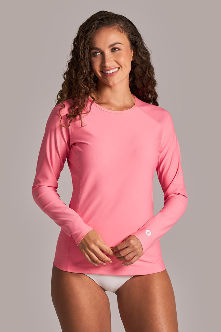 Women's Long Sleeve Swim Shirt | Flamingo Pink position-1