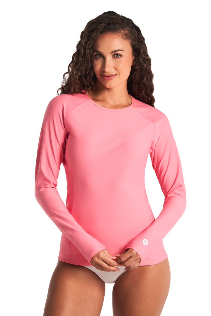 Women's Long Sleeve Swim Shirt | Flamingo Pink position-2
