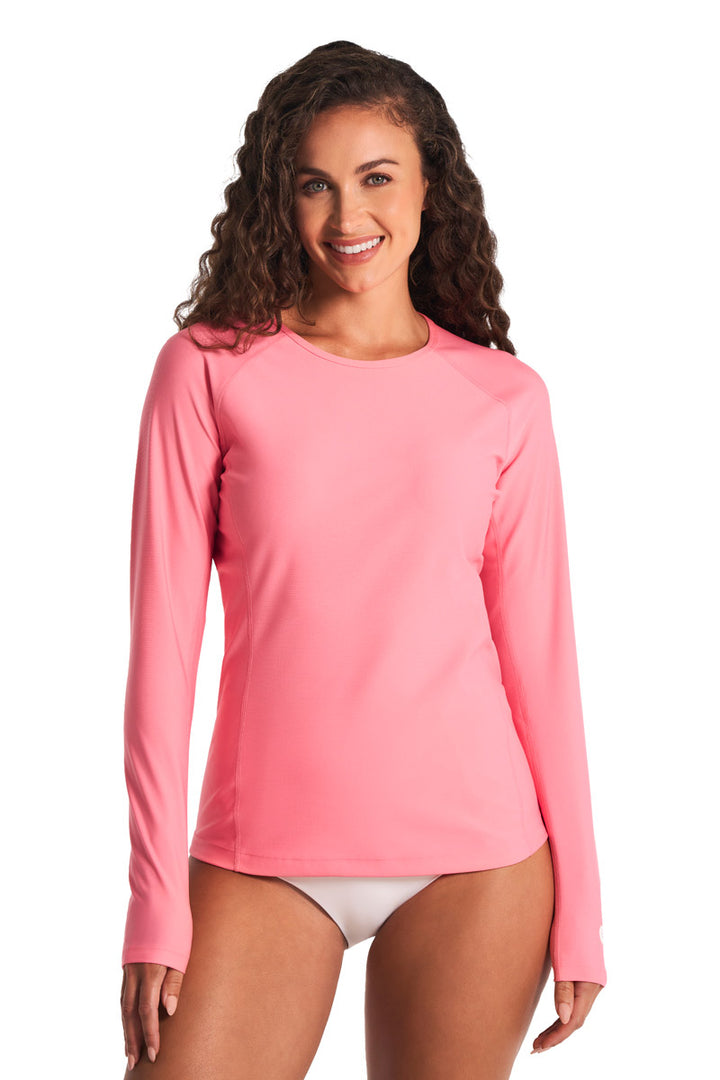 Women's Long Sleeve Swim Shirt | Flamingo Pink position-3