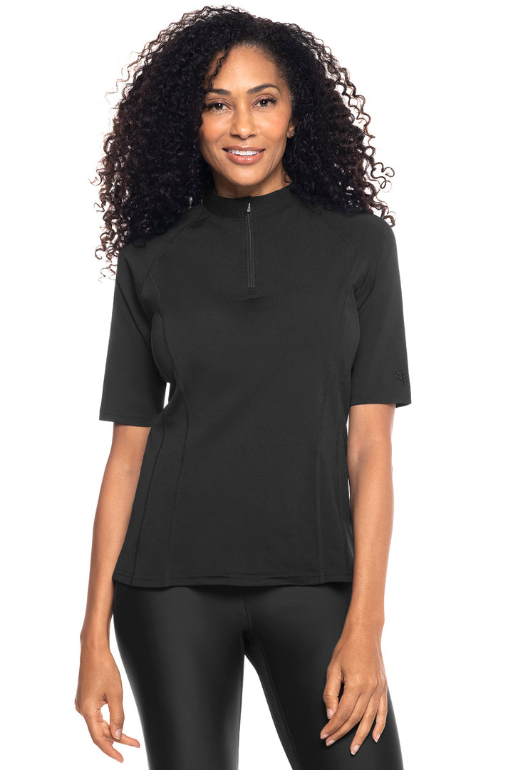 Women's Short Sleeve Rash Guard | Black position-1