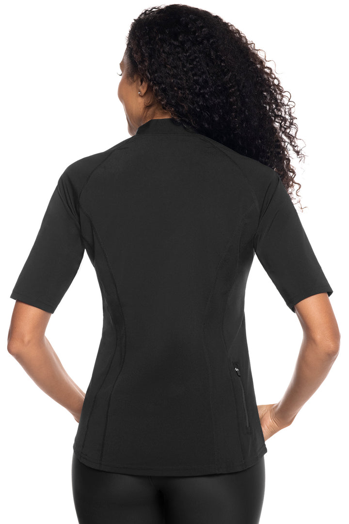 Women's Short Sleeve Rash Guard | Black position-2