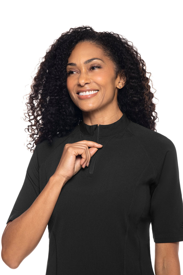 Women's Short Sleeve Rash Guard | Black position-5