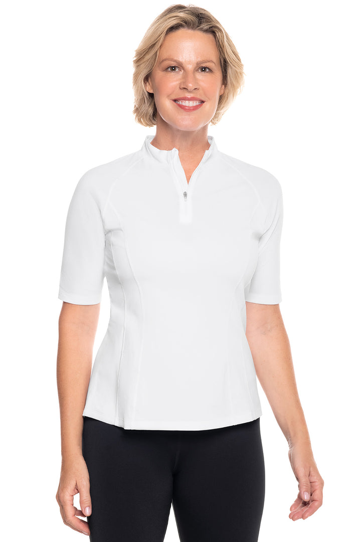 Women's Short Sleeve Rash Guard | White position-1
