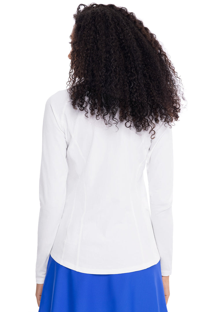 Women's Quarter Zip Rash Guard with Long Sleeves | White position-3