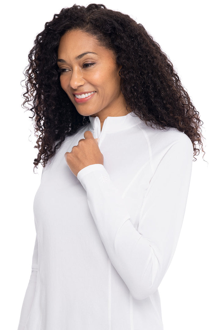 Women's Quarter Zip Rash Guard with Long Sleeves | White position-6