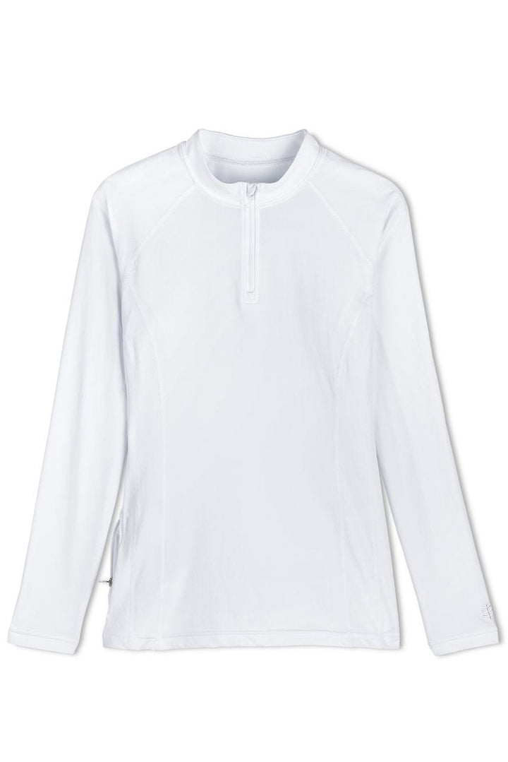 Women's Quarter Zip Rash Guard with Long Sleeves | White position-4