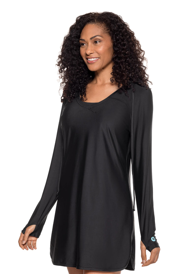 Hoodie Cover-Up Dress | Black position-2