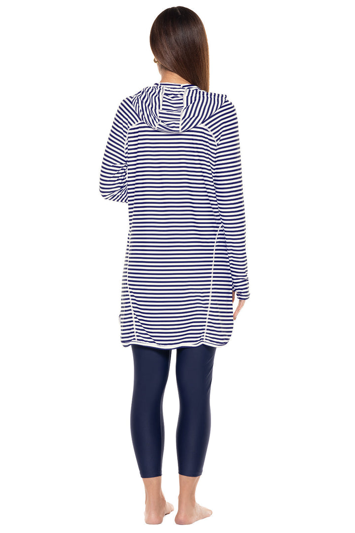 Hoodie Cover-Up Dress | White/Navy Stripe position-2