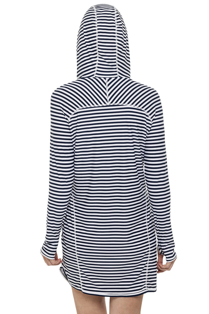 Hoodie Cover-Up Dress | White/Navy Stripe position-4