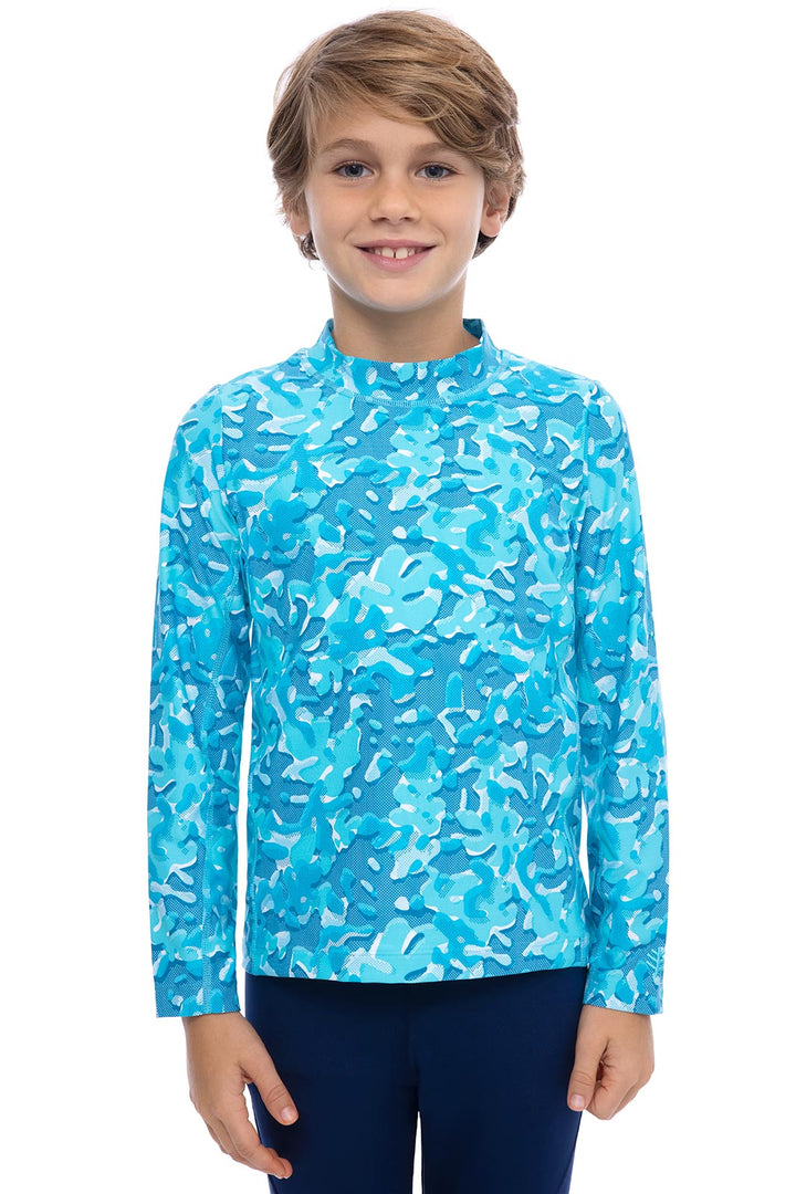 Kids' Surf Long Sleeve Swim Shirt | Aruba Blue Sea Camo position-1