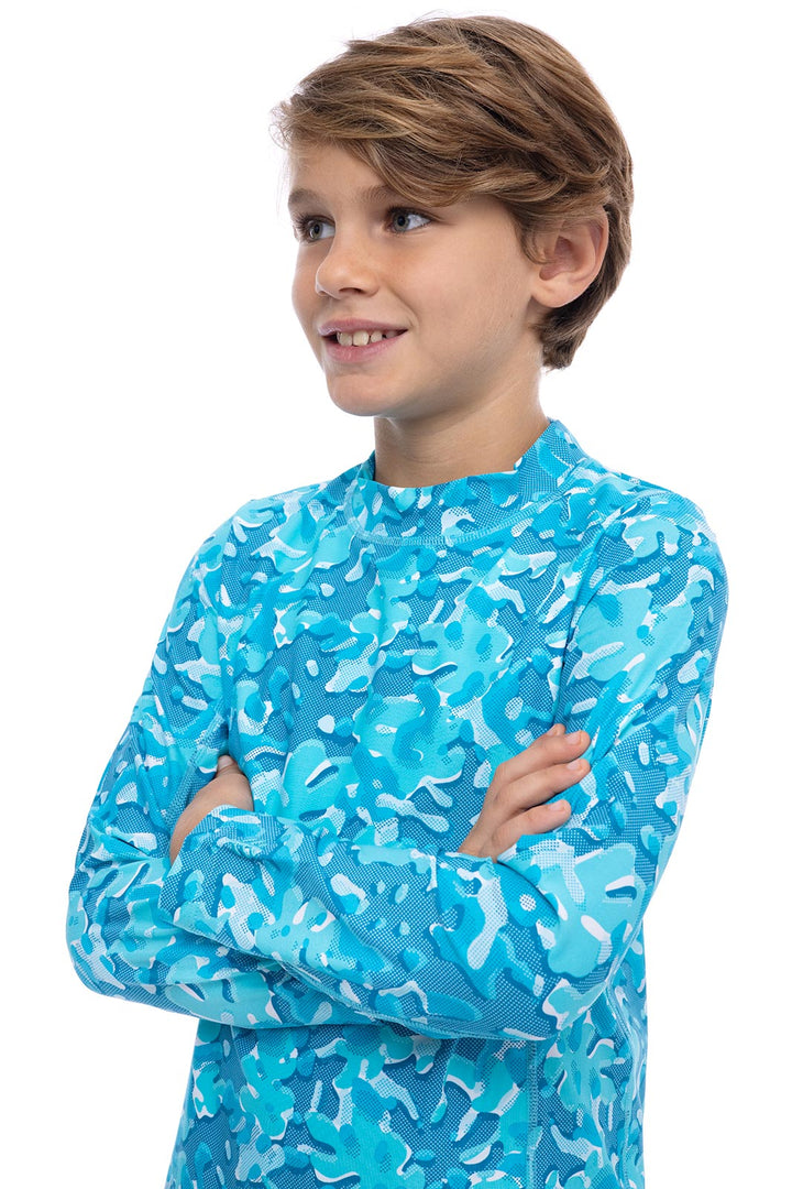 Kids' Surf Long Sleeve Swim Shirt | Aruba Blue Sea Camo position-4