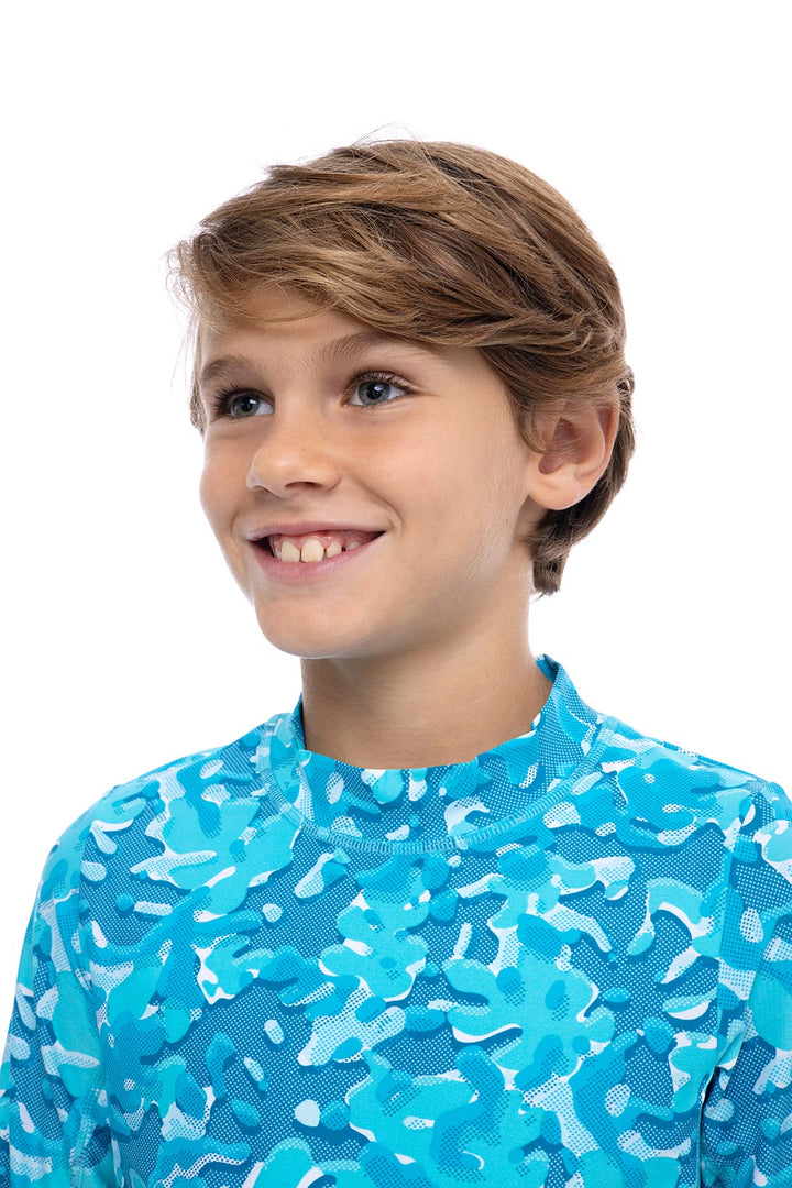 Kids' Surf Long Sleeve Swim Shirt | Aruba Blue Sea Camo position-5